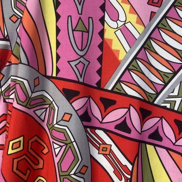 Muse Boston Proper Pink Orange Geometric Shift Drop Waist Retro Dress 12 Light - Picture 6 of 9